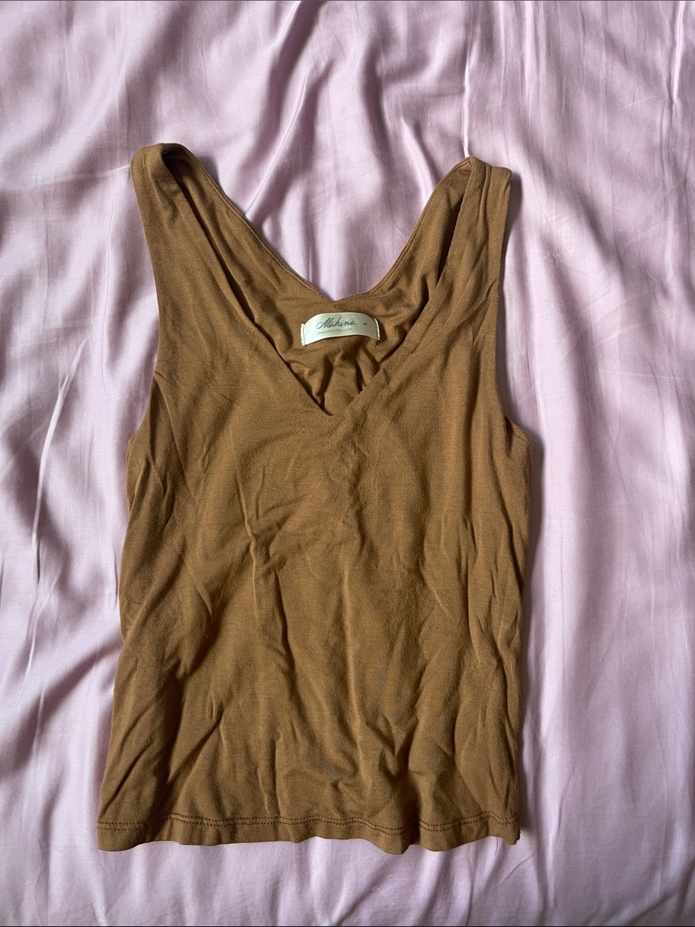 mahina V-Neck Sleeveless Tank Top - Brown